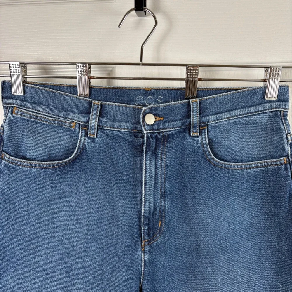 COS Culottes Long Denim Shorts 31 Blue Wide-Leg Knee-Length Bermuda Jean Jorts